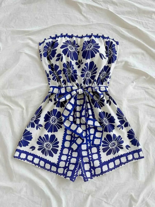 Strapless tie waist romper — additional view 2