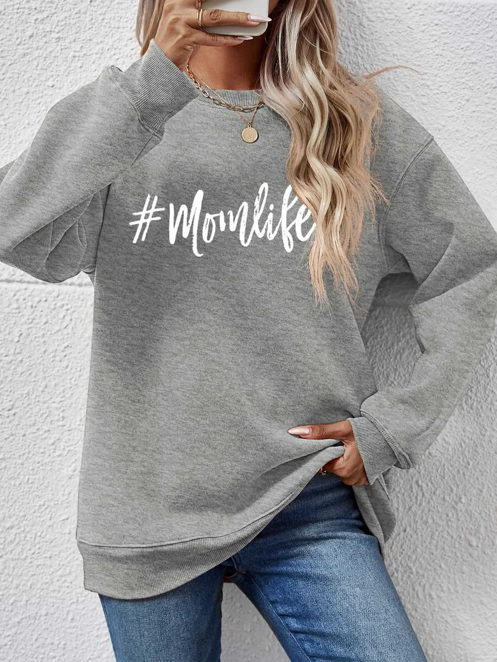 Letter Graphic Round Neck Sweatshirt view 16
