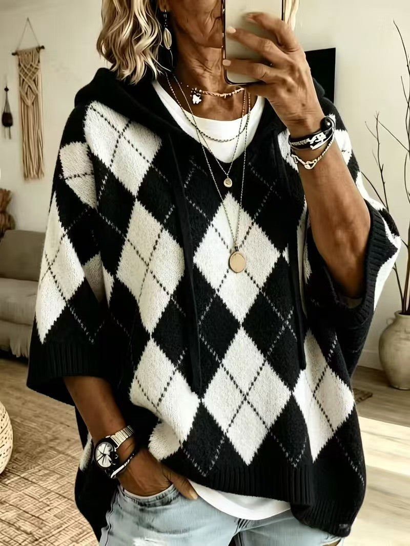 Hooded drawstring sweater, hood detail