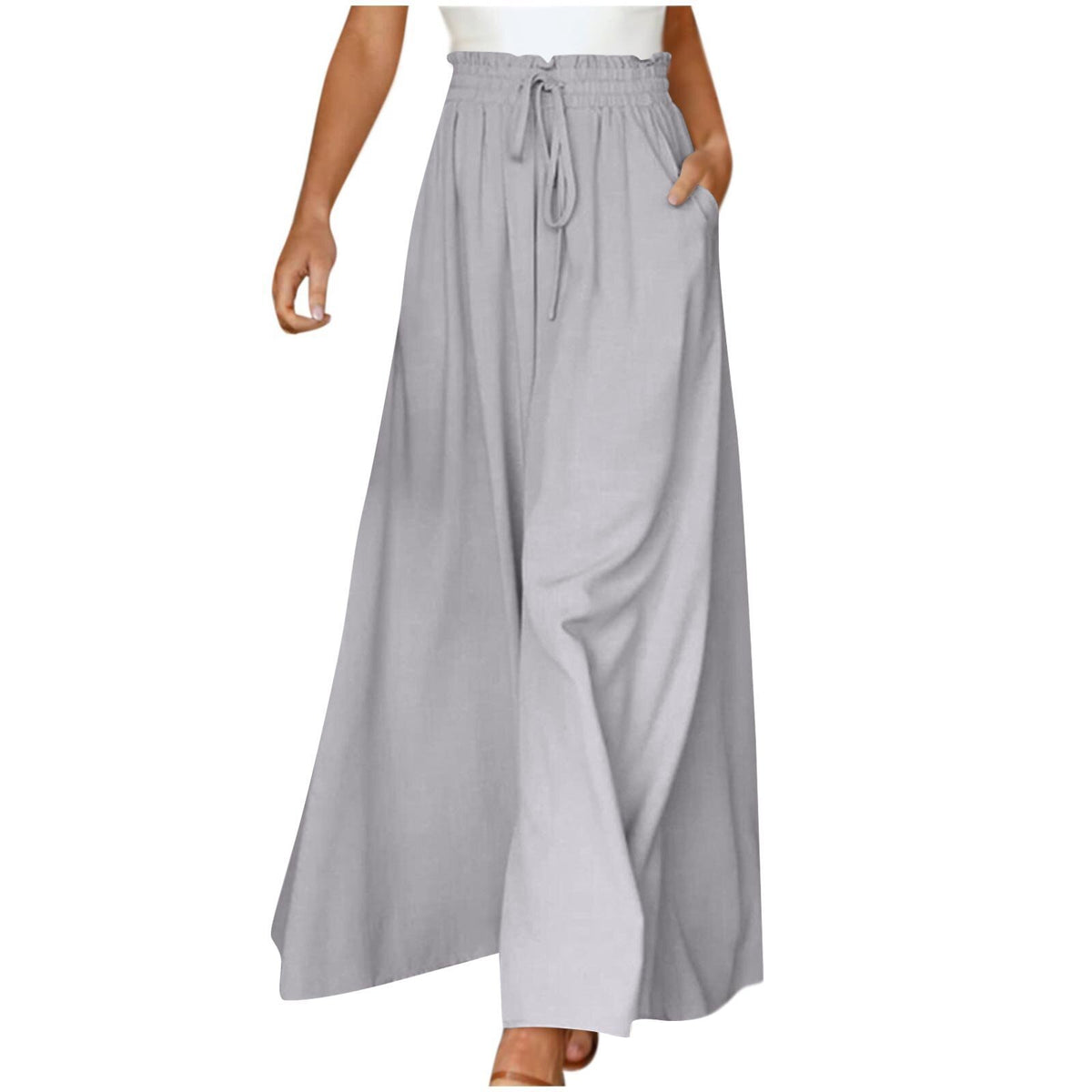 High-waisted wide-leg dress pants in white, product image