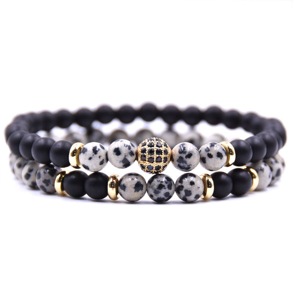 Product detail photo of Natural Stone and Zircon Bracelet Set, natural stone and zircon bracelet set