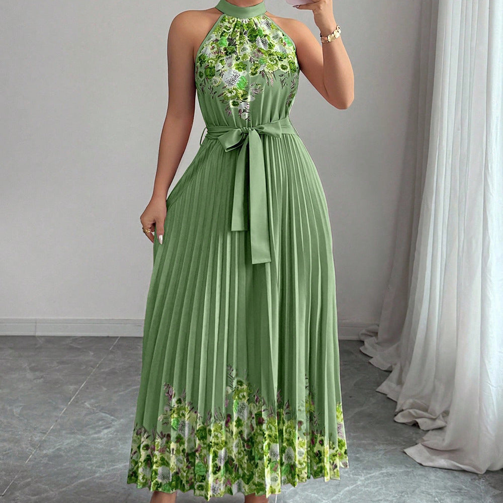 Women's Floral Print Pleated Maxi Dress, product view 10
