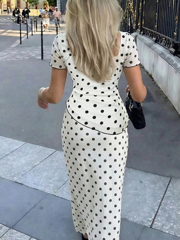 Polka Dot Square Neck Top and Skirt Set — additional view 4