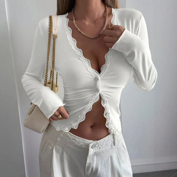 Slim Fit Cardigan Style Blouse for Women, product view 8