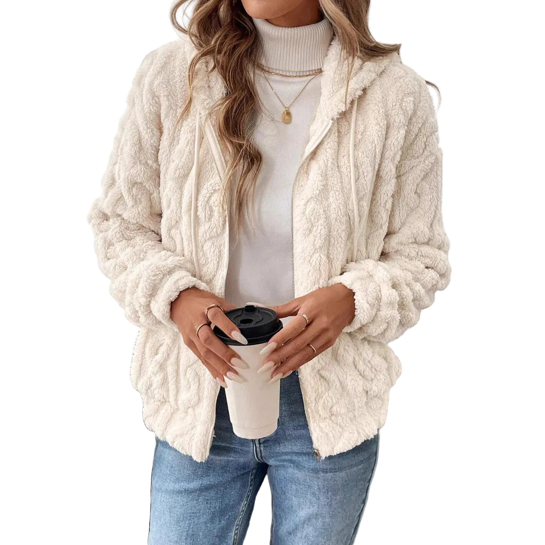 Women's Brushed Hooded Zip Jacket – Drawstring Hood product image