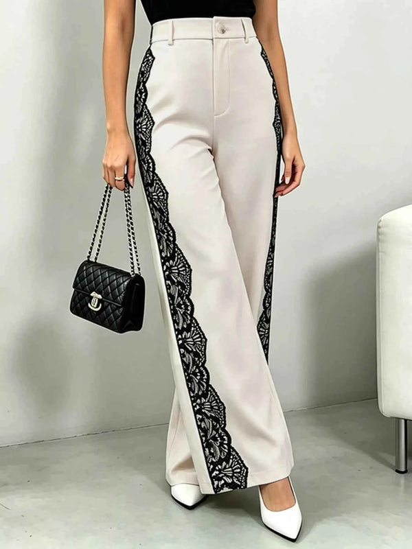 Lace detail wide-leg pants — additional view 4