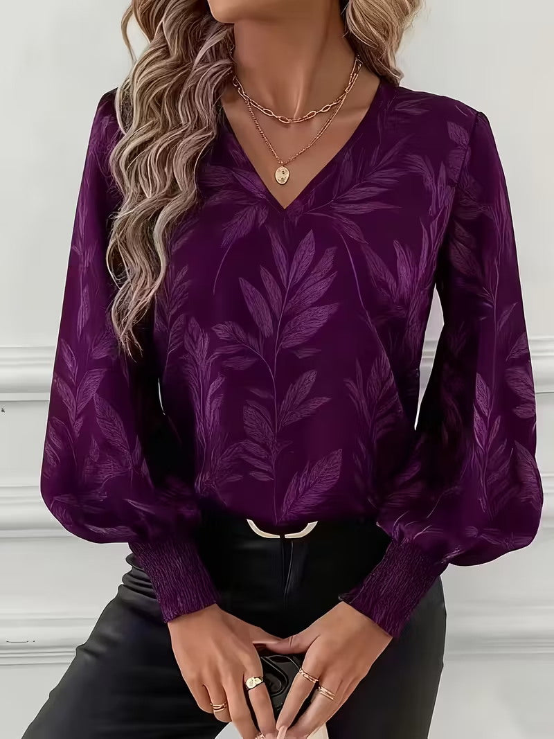 Product detail photo of Printed Long Sleeve Ruffled Shirt, Women’s Shirt, everyday style, printed long sleeve ruffled shirt