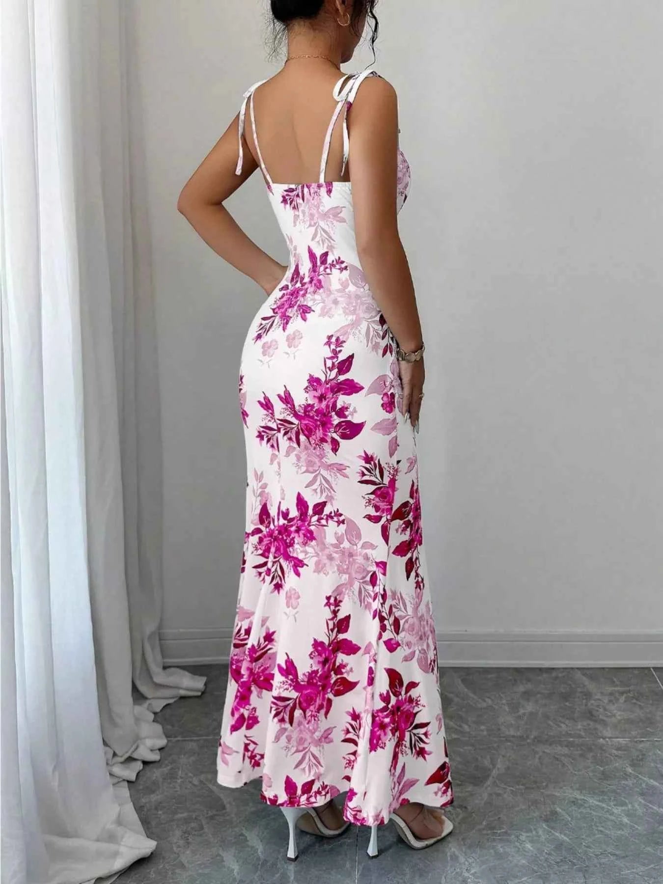 Printed Tie Strap Slit Maxi Dress Zweitbild