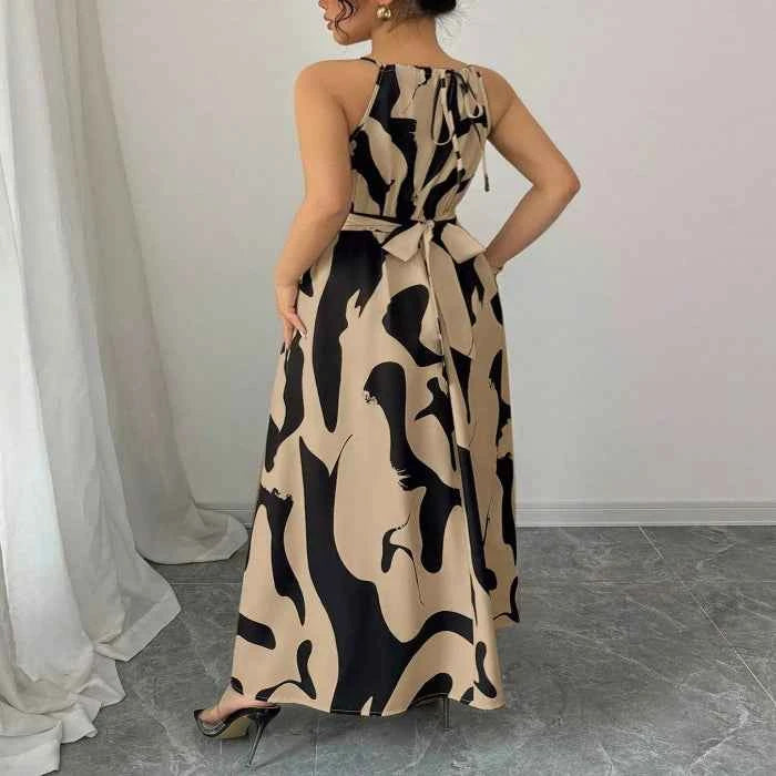 Abstract Print Halter Neck Maxi Dress Secondary image