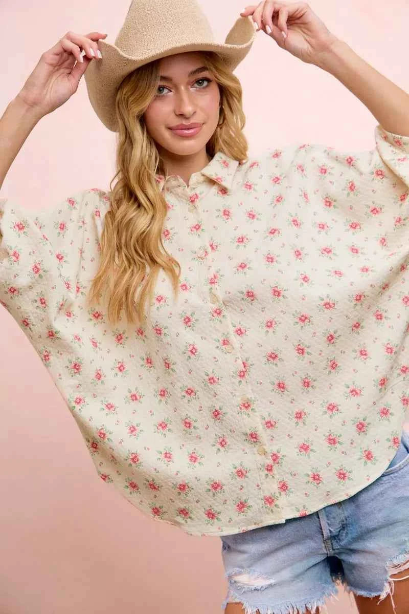 Flower print dolman blouse — additional view 3