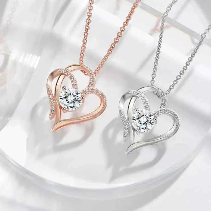 Zircon heart pendant necklace in silver-plated alloy — primary view Main image