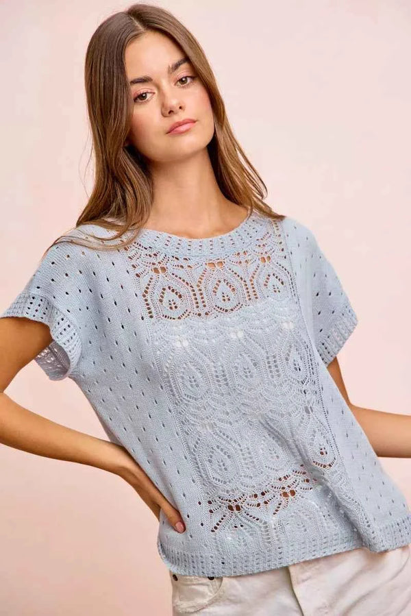 Eyelet knit top — additional view 7