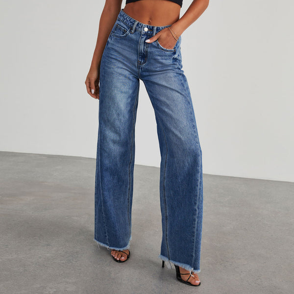 Wide-leg jeans front view