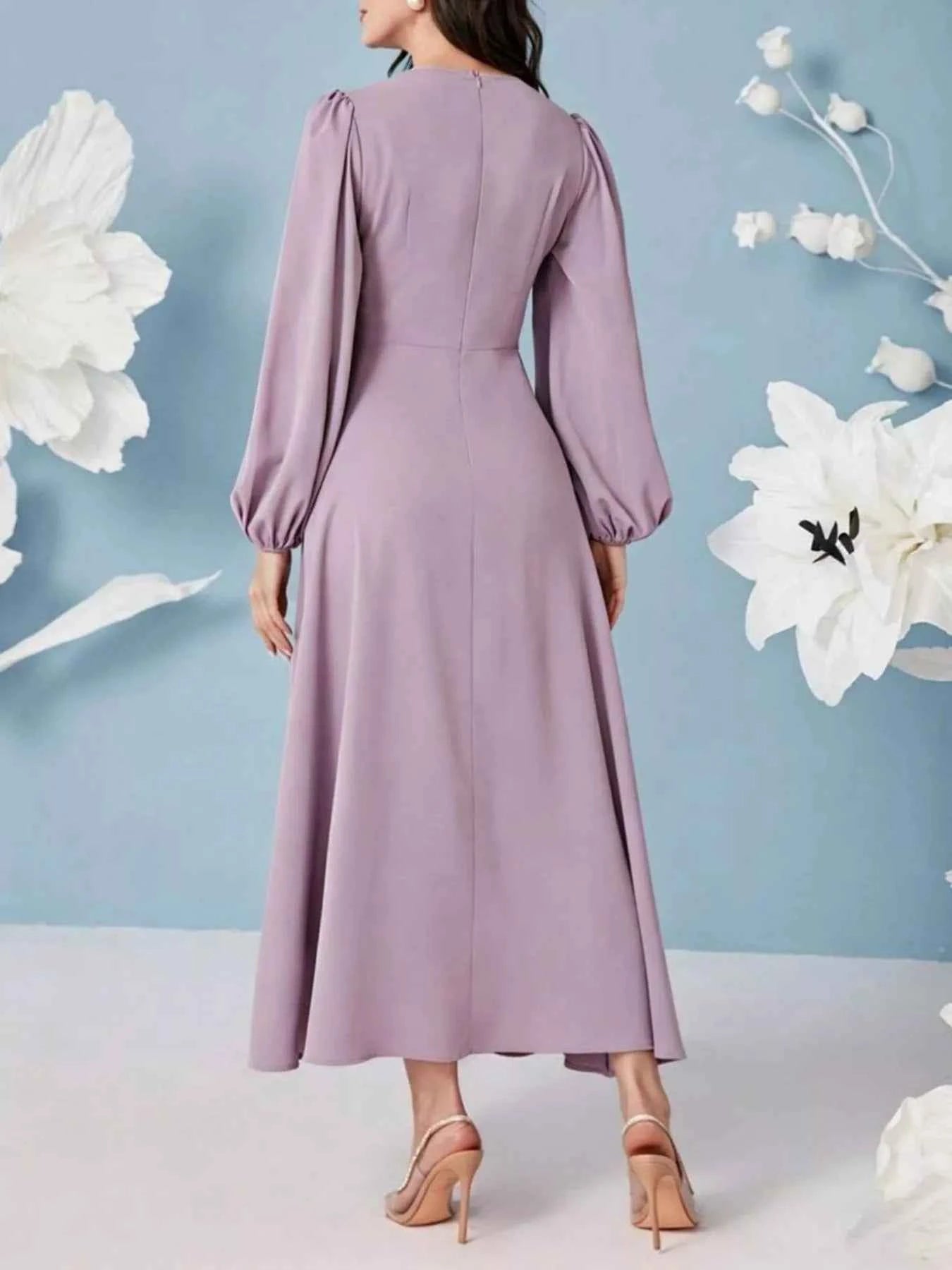 Balloon sleeve V-neck maxi dress — additional view 6