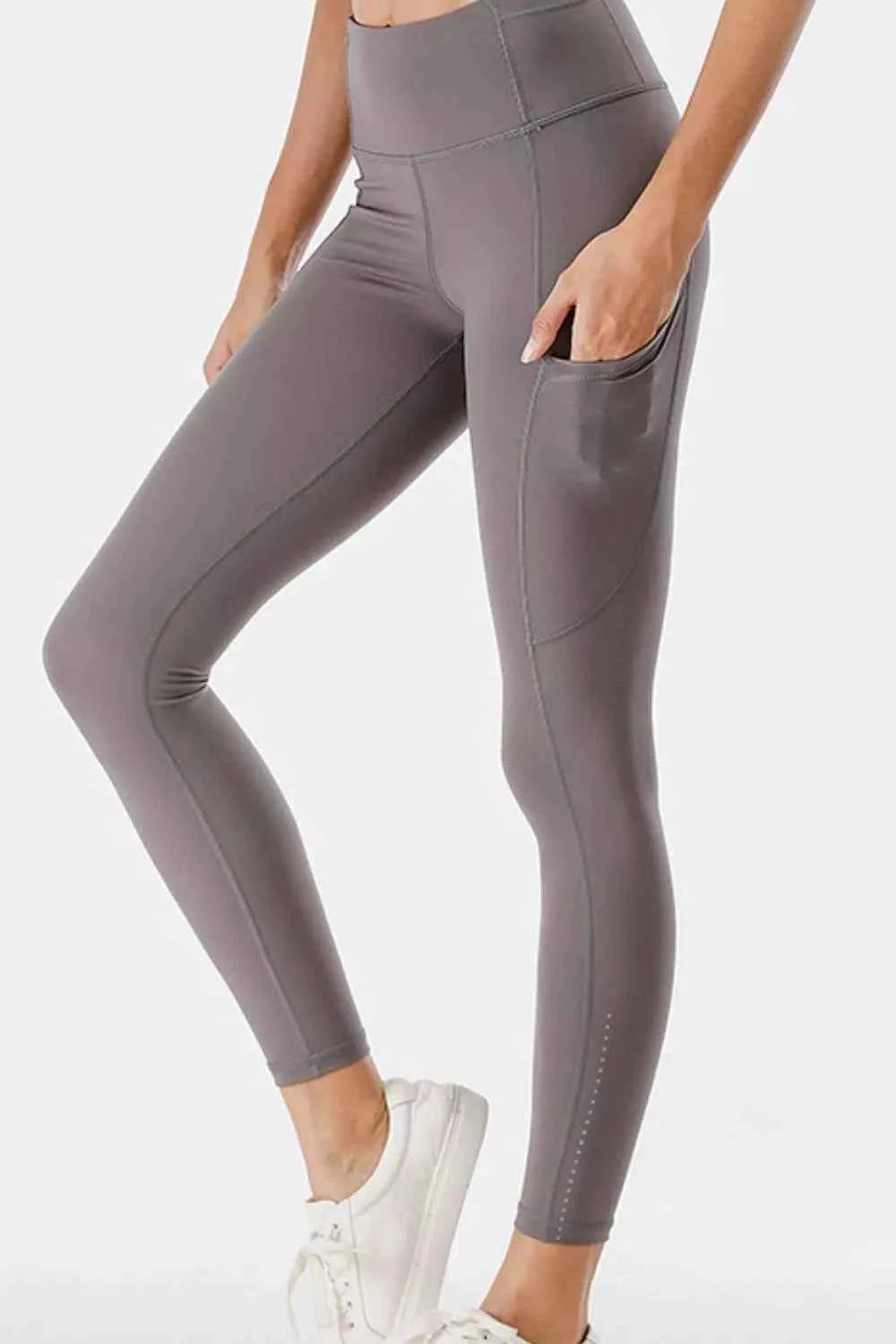 Full Size Plus Size High-Waisted Leggings with Pockets for Active Lifestyle-Bottom-Splashis-Color:Gray-Size:3XL-Splashis