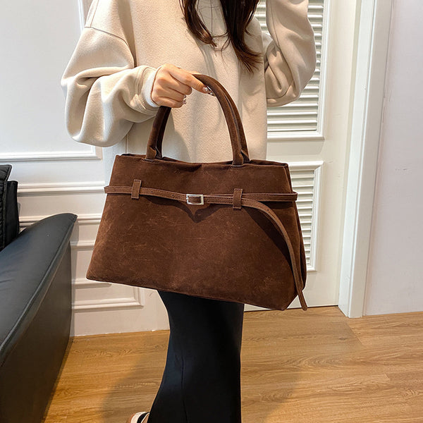 Faux Suede Tote Bag for Women – Large Capacity Shoulder Handbag, product view 9