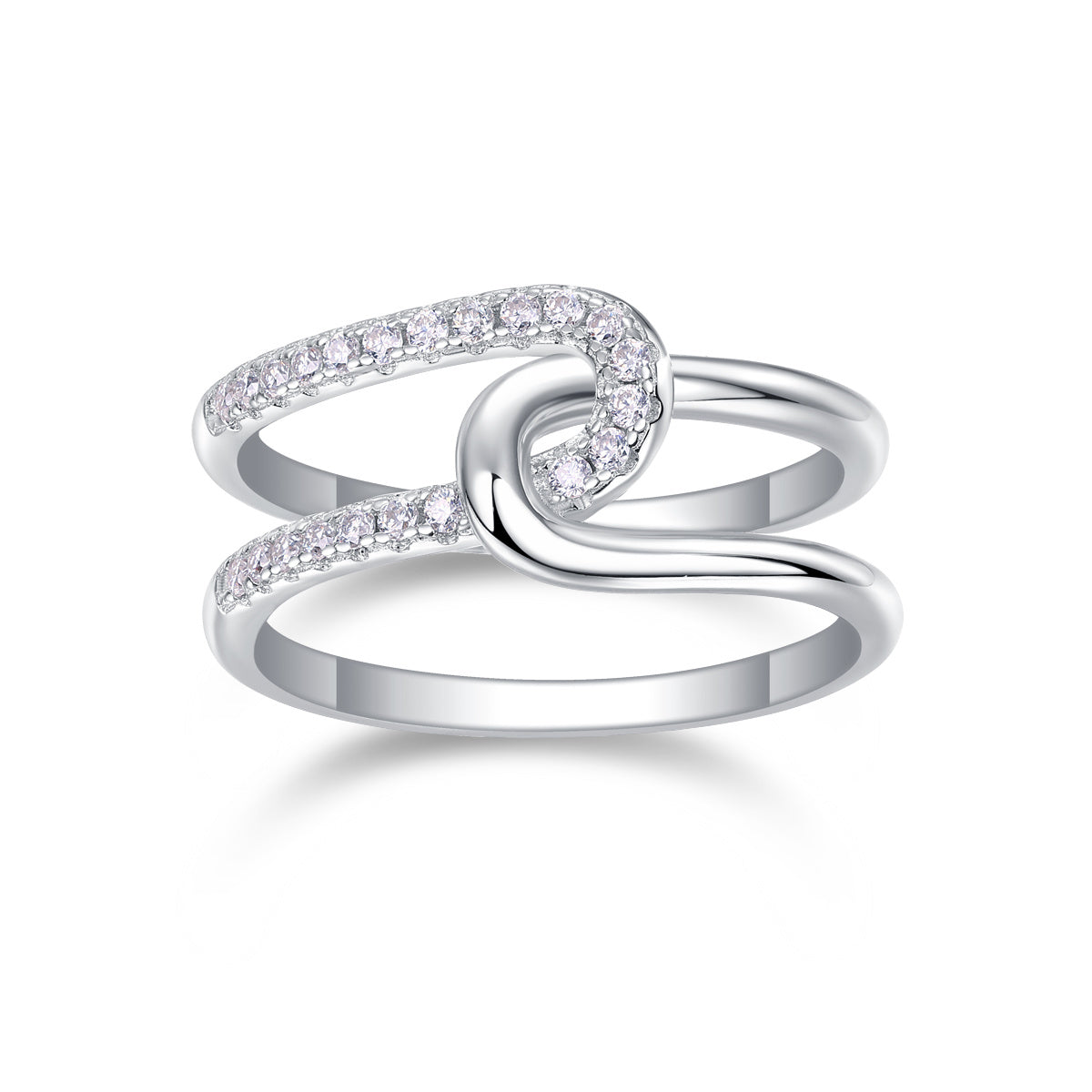 Silver Plated Interlocking Cubic Zirconia Ring product image