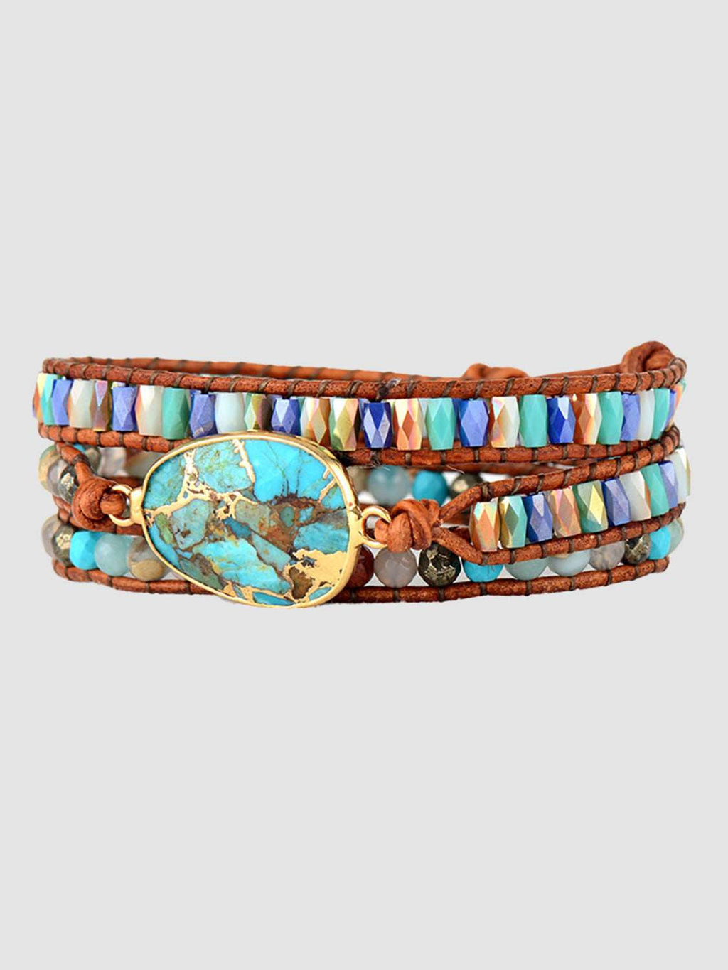 Handmade beaded natural stone bracelet set — additional view 4