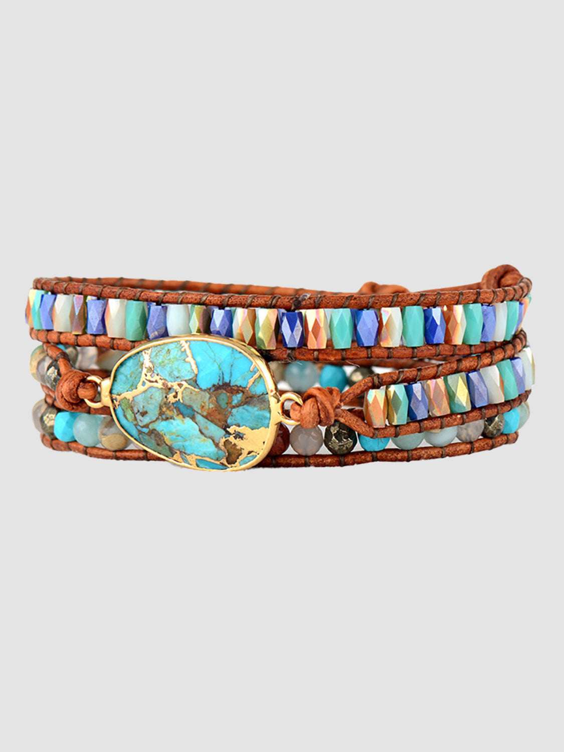 Handmade beaded natural stone bracelet set — additional view 4