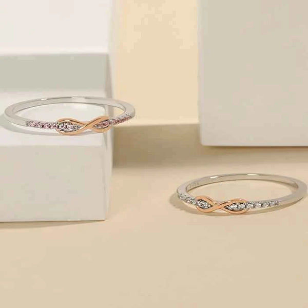 Zircon infinity ring in silver-plated alloy — primary view