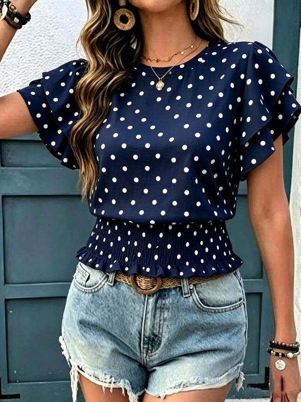 Polka dot ruffle sleeve blouse — additional view 10