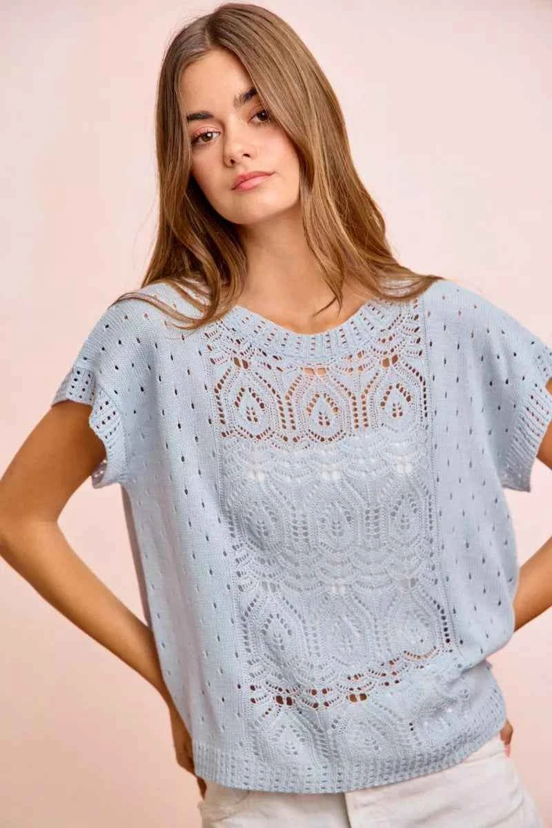 Eyelet knit top — additional view 4