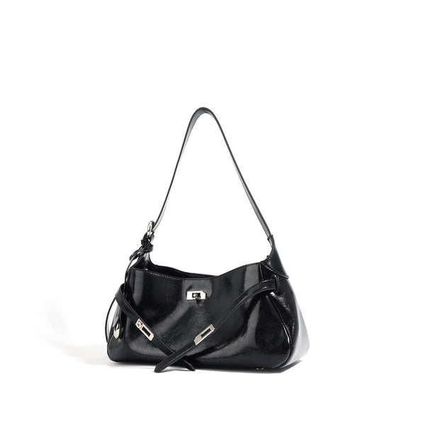 Genuine Leather Lock Crossbody Bag for Women, front product view
