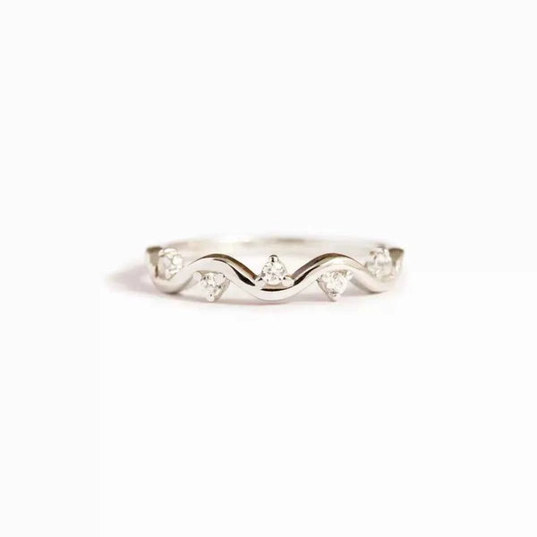 Zircon wave ring in silver-plated alloy — additional view 4