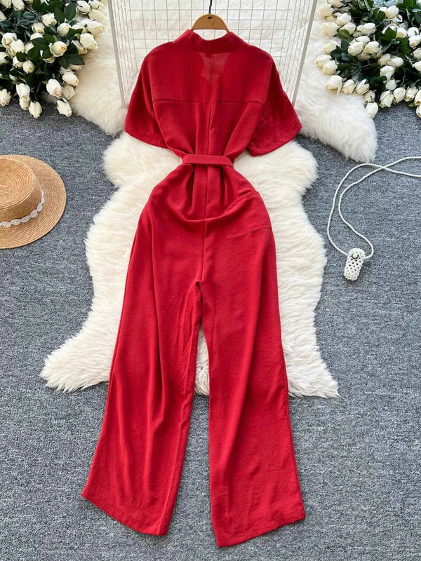Button down wide leg jumpsuit — additional view 2