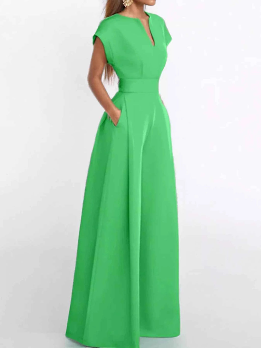 Plus size notched neck jumpsuit — additional view 5