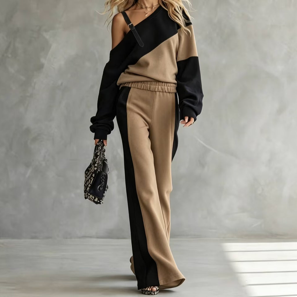Color-Block Sweatshirt & Wide-Leg Pants Set — product image 12
