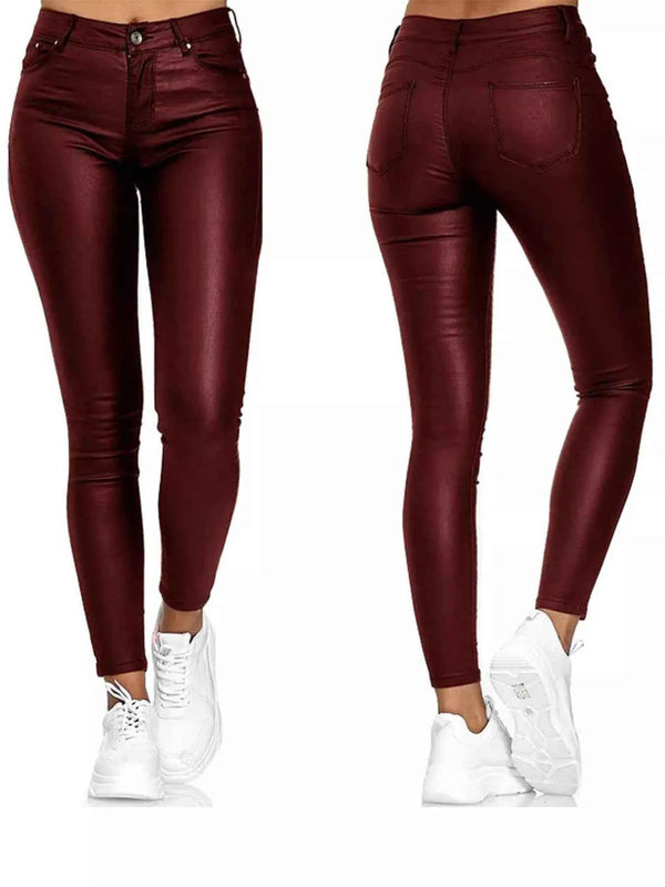 High-waisted faux leather skinny pants — additional view 3