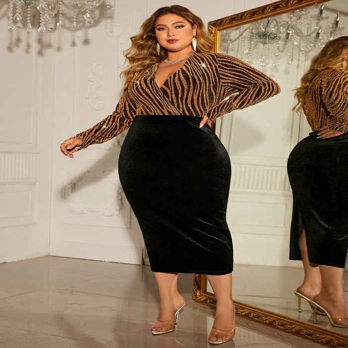 Plus size surplice dress — primary view