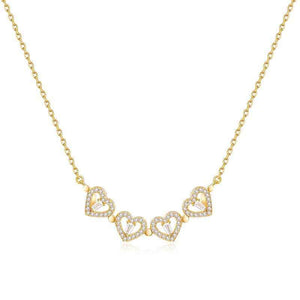 White Gold four-leaf clover heart necklace