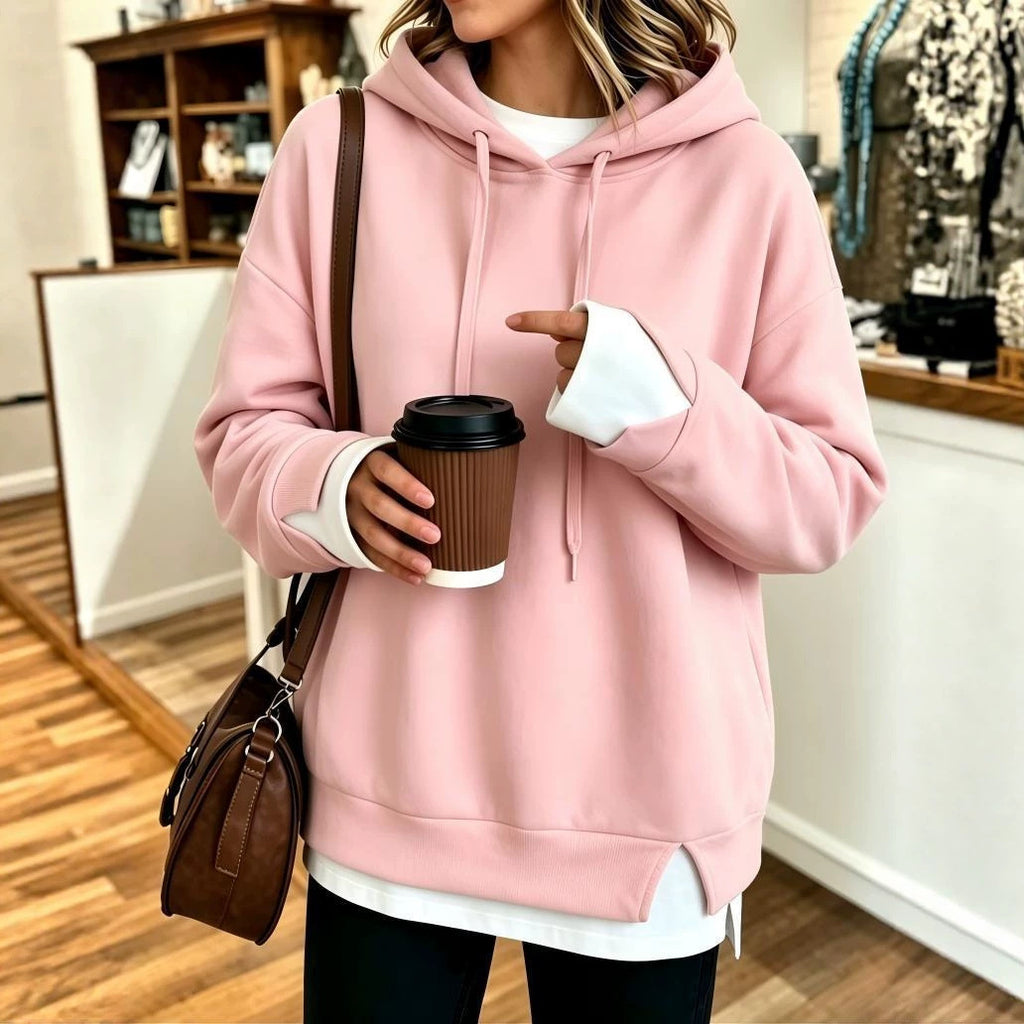 Women's Layered-Look Hooded Sweatshirt-Splashis