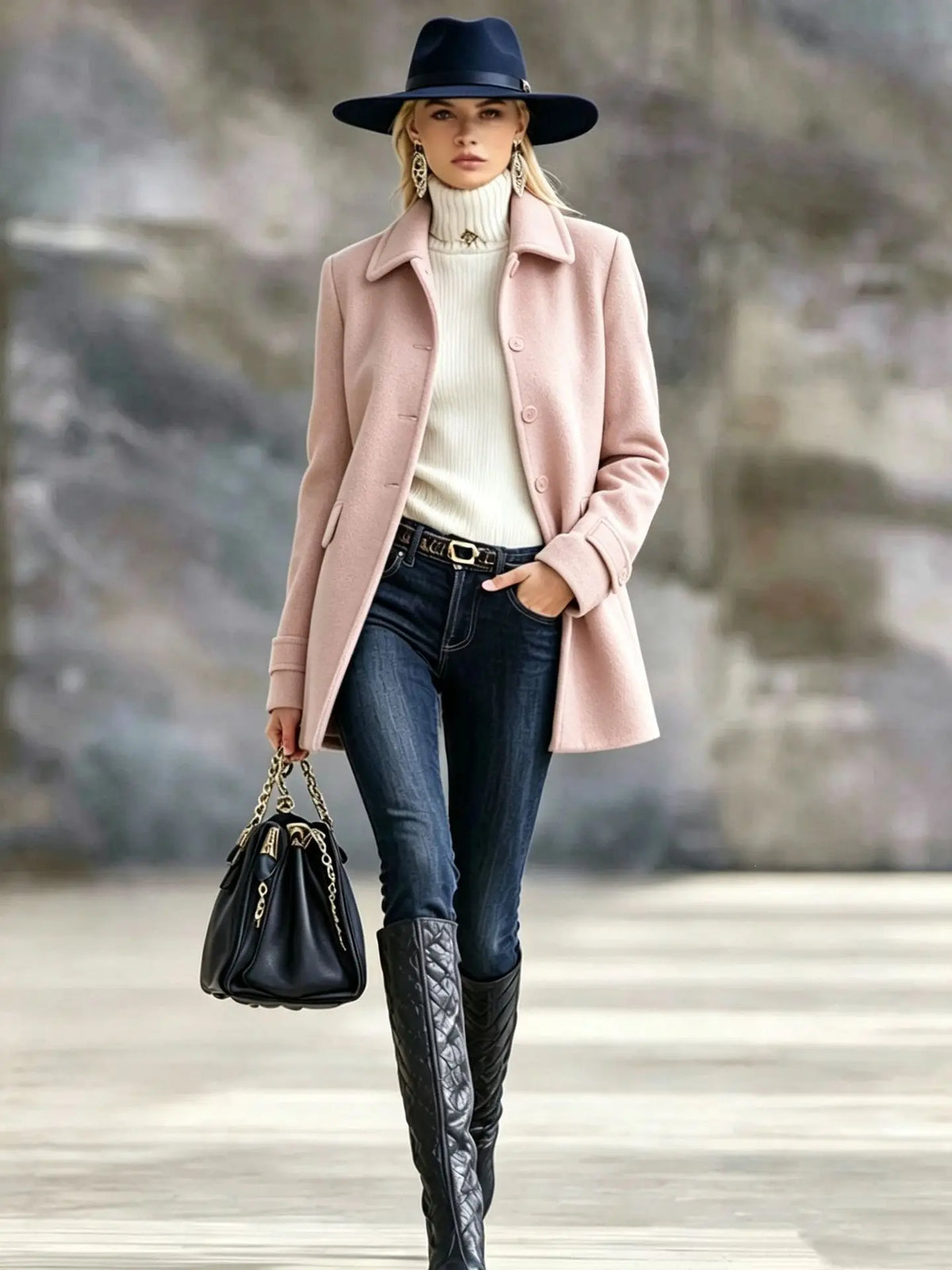 Patterned button-front short coat for women, image 11
