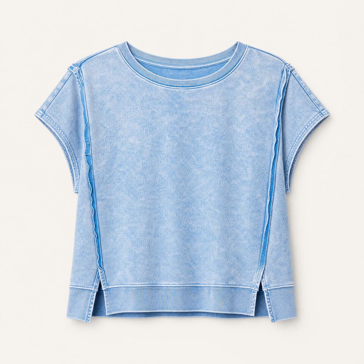 Snow Washed Oversized Top shown in a clear product image