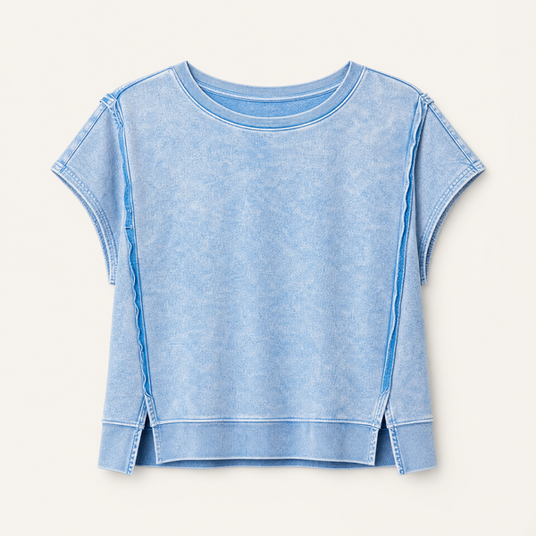 Snow Washed Oversized Top shown in a clear product image