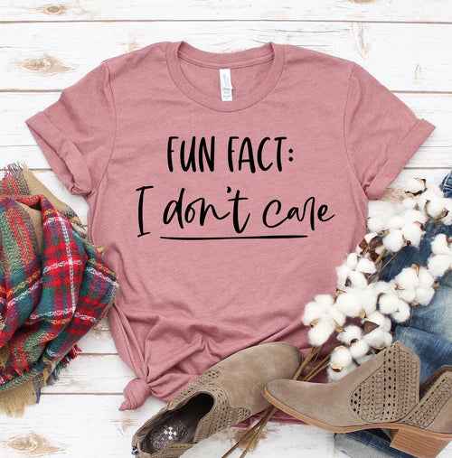Fun Fact I Don't Care slogan t-shirt — primary view