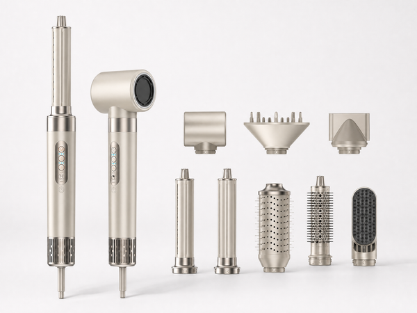 8-in-1 Hair Dryer and Styling Attachment Kit, shown in a clear product image