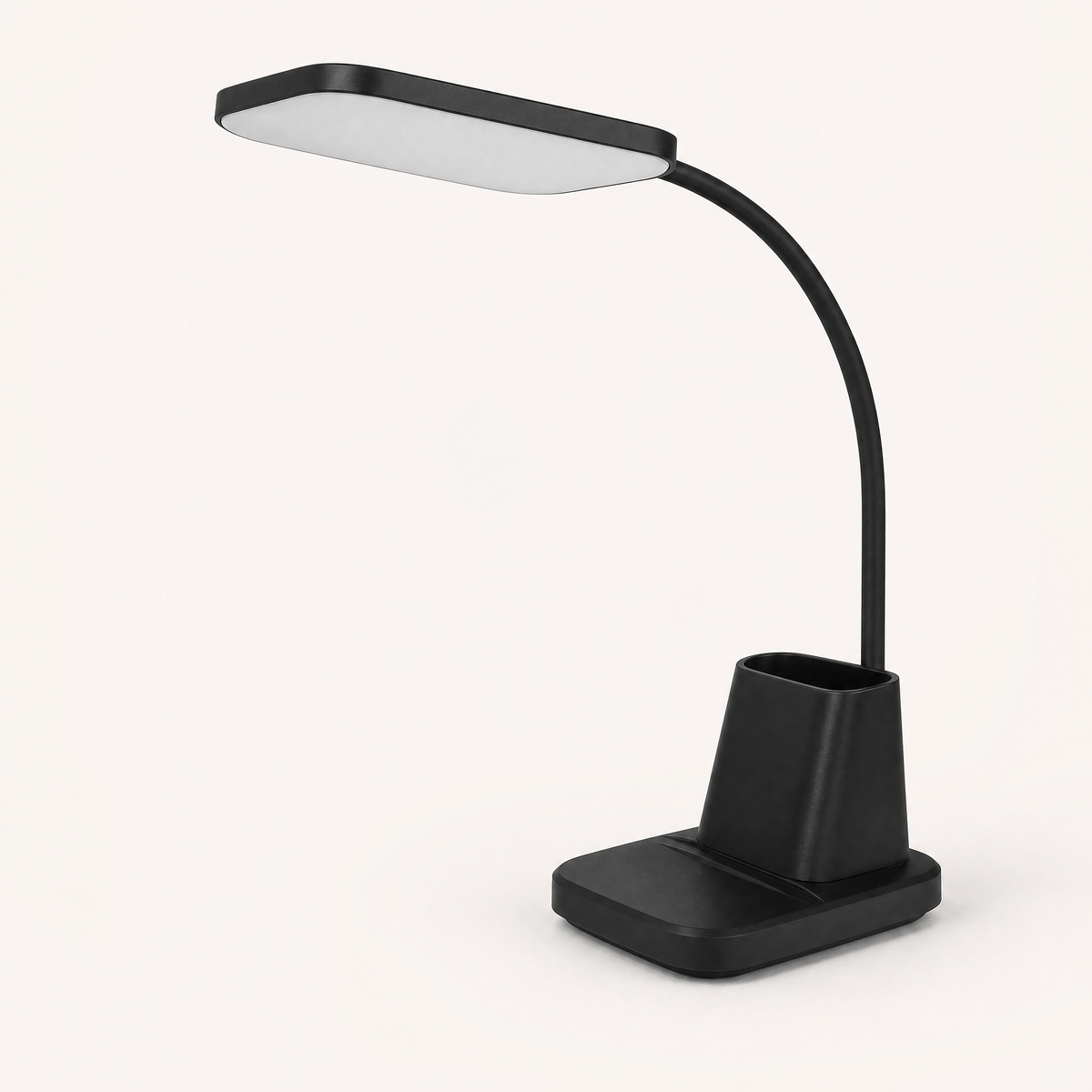 LED Desk Lamp with Wireless Charger - Essential Black Home Office Lighting shown in a clear product image