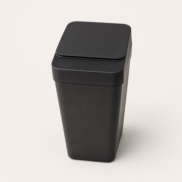 Motion Sensor Smart Trash Can with Foot Pedal, shown in a clear product image