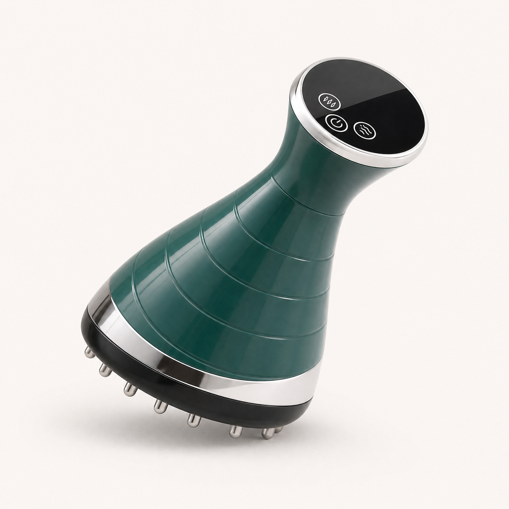 Handheld Massager with Warmth & Light shown in a clear product image