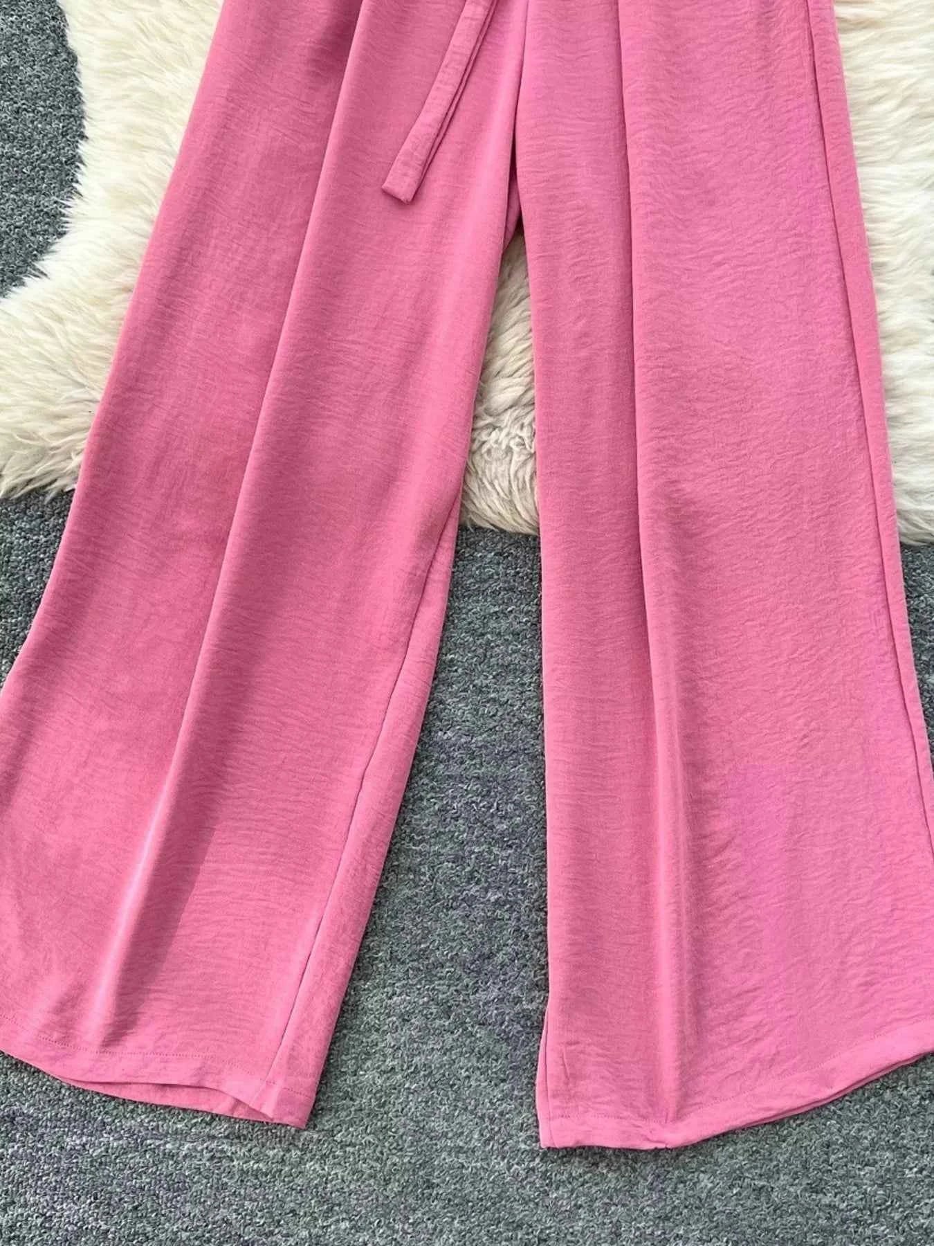 Belted Tie Waist Wide Leg Jumpsuit-Jumpsuit-Splashis-Splashis