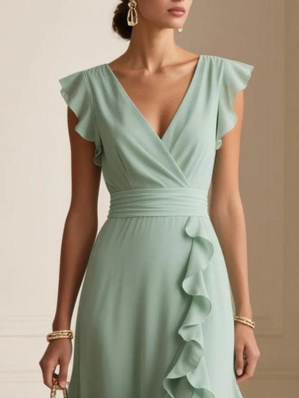 Ruffle sleeveless V-neck maxi dress view 7