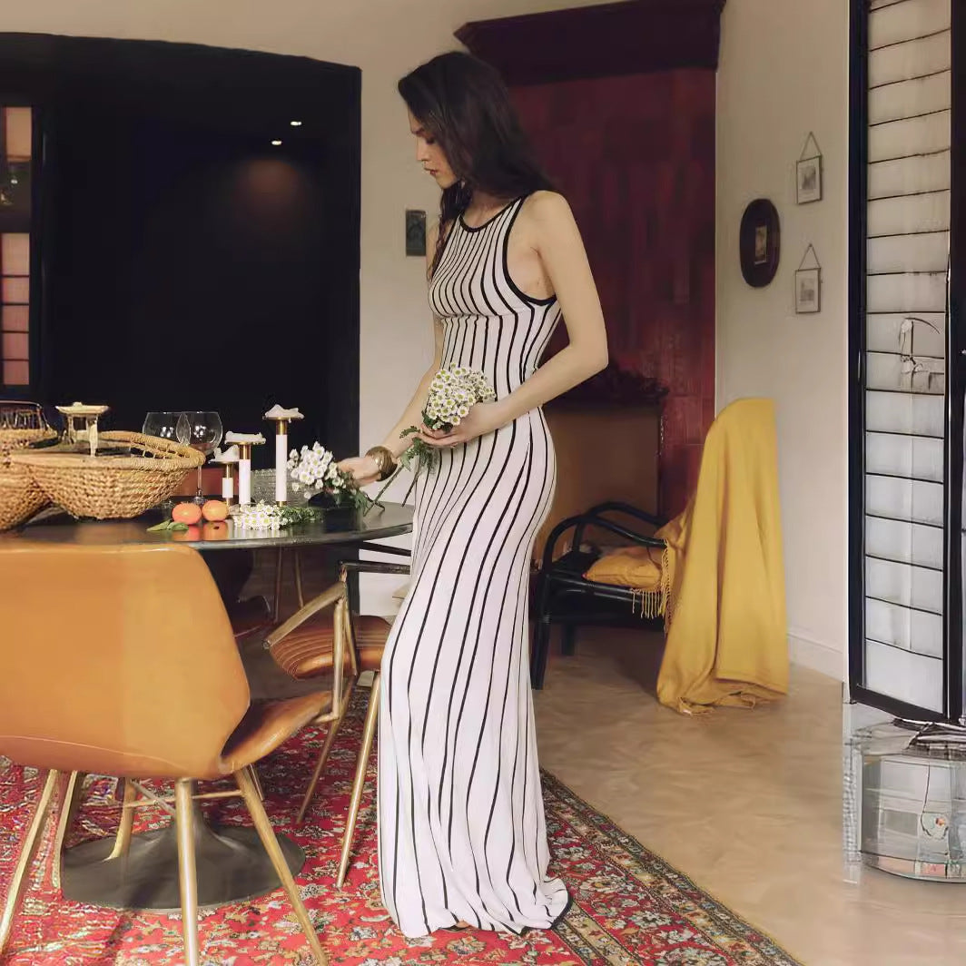 Women's Striped Colorblock Knit Dress, front product view