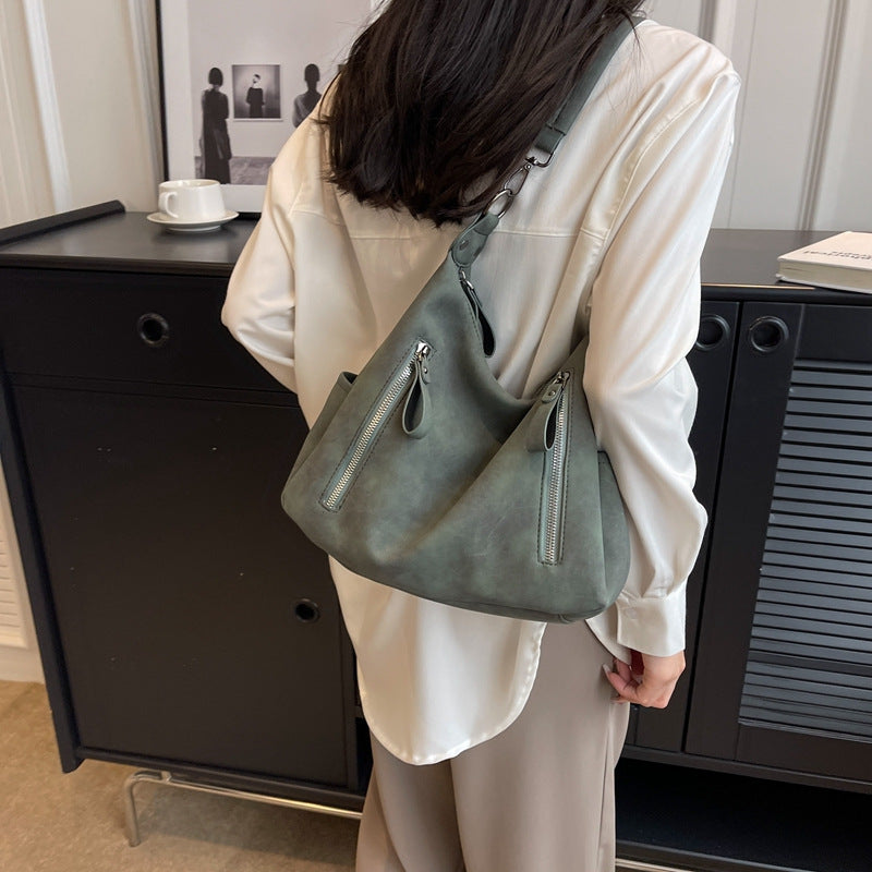 Minimalist Street Style Crossbody Bag - Large Capacity PU Bag for Women, shown in a clear product image