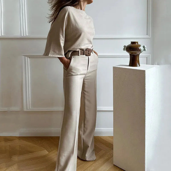 Women’s Bat-Sleeve Top & Pants Set, shown in a clear product image
