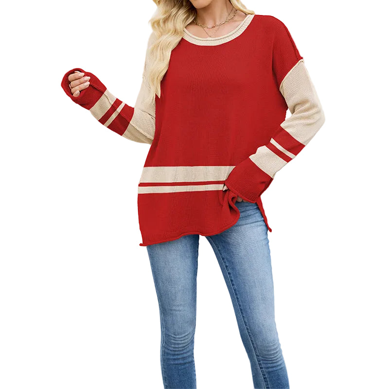 Color-Block Crew Neck Pullover Sweater product image