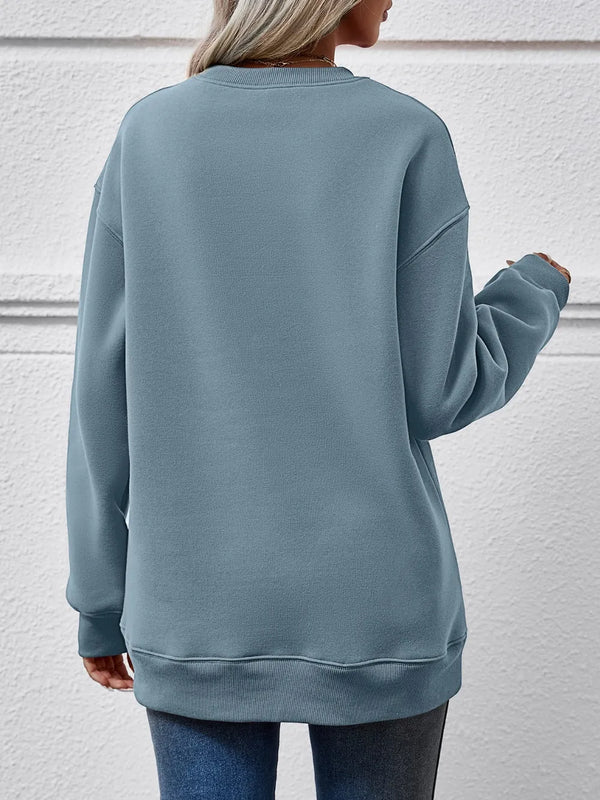 Letter Graphic Round Neck Sweatshirt view 6